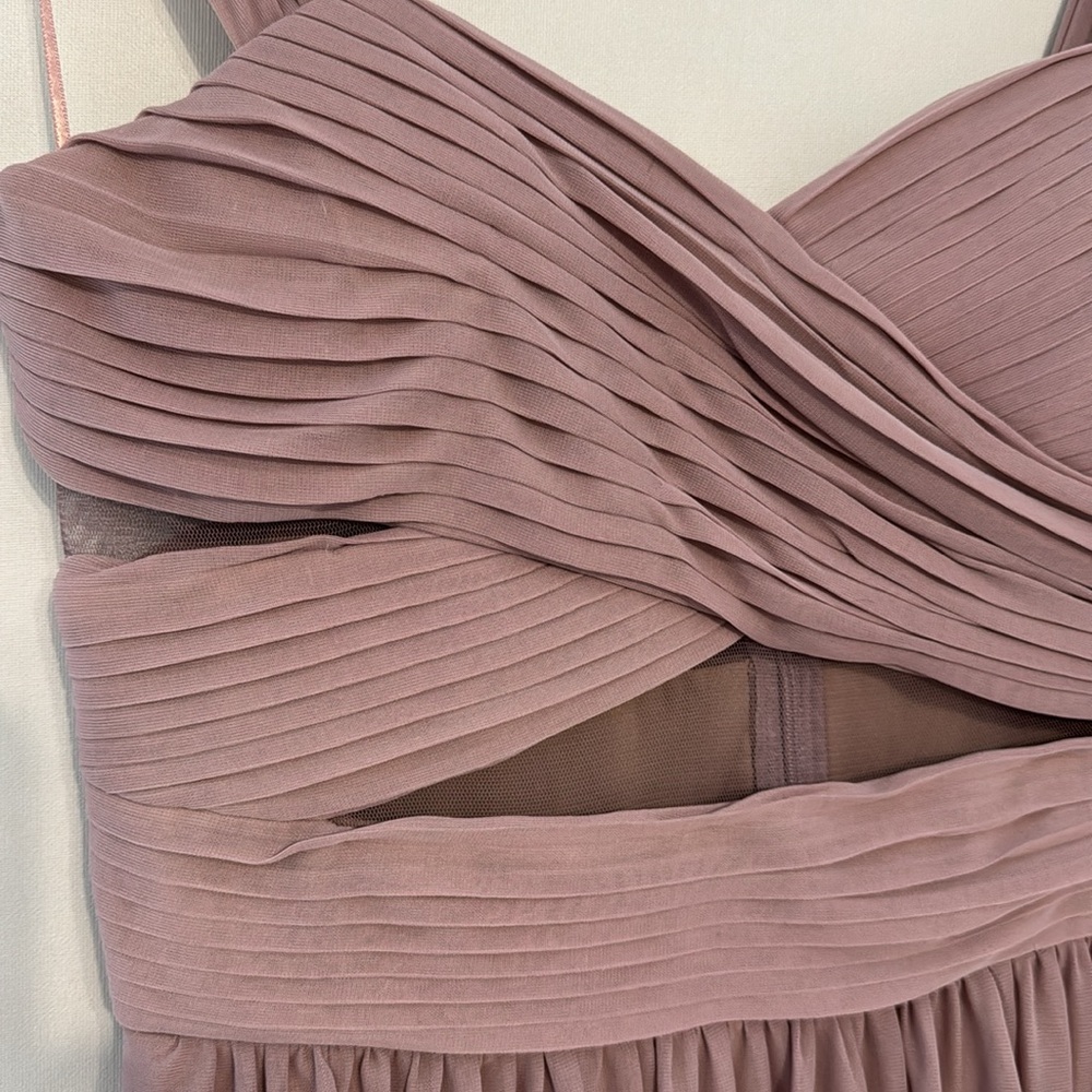 Birdy Grey Elsye Dress Mesh Mauve Bridesmaids Floor Length Gown Mesh Cutout - Picture 4 of 10